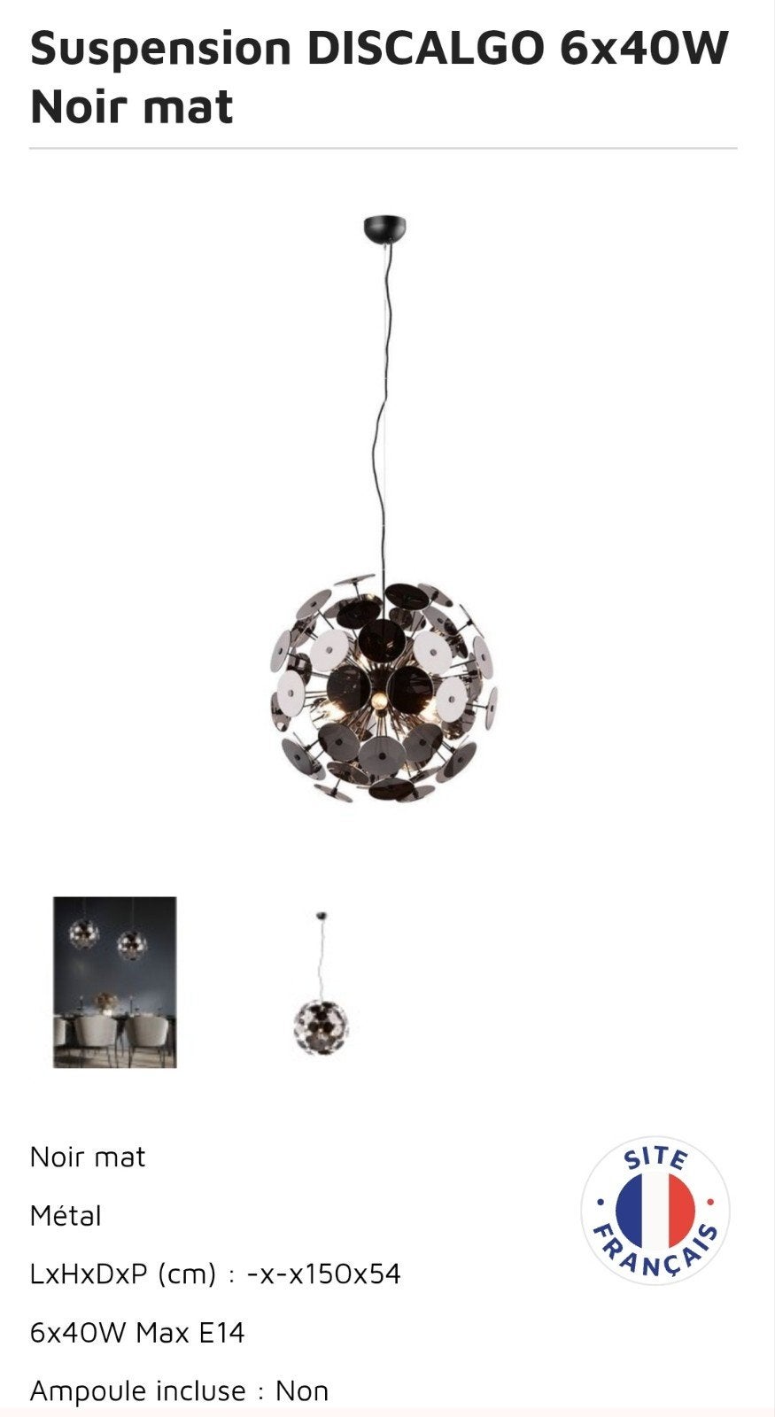Suspension Design Trio Lighting - Modèle DISCALGO Neuf, Enlèvement, Métal