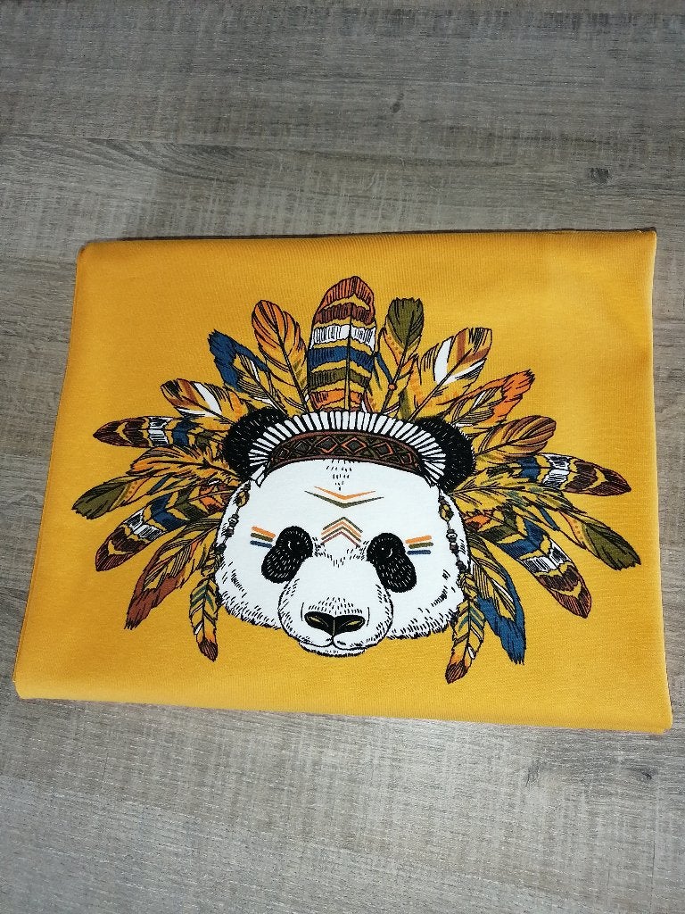 Outlet : Jersey paneelstof Stenzo, Panda indiaan oker, Neuf, Autres couleurs, Coton, 120 cm ou plus