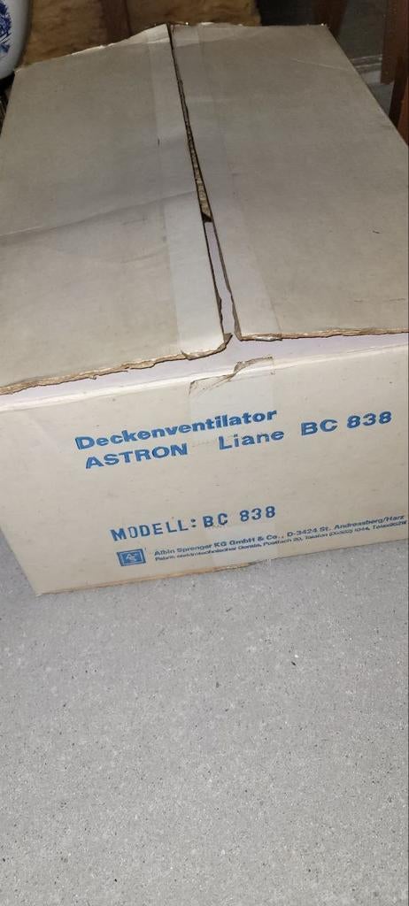 Vintage Plafondventilator Astron Liane BC 838 - nieuw & OVP, Doe-het-zelf en Bouw, Ophalen of Verzenden, Nieuw, Ventilator