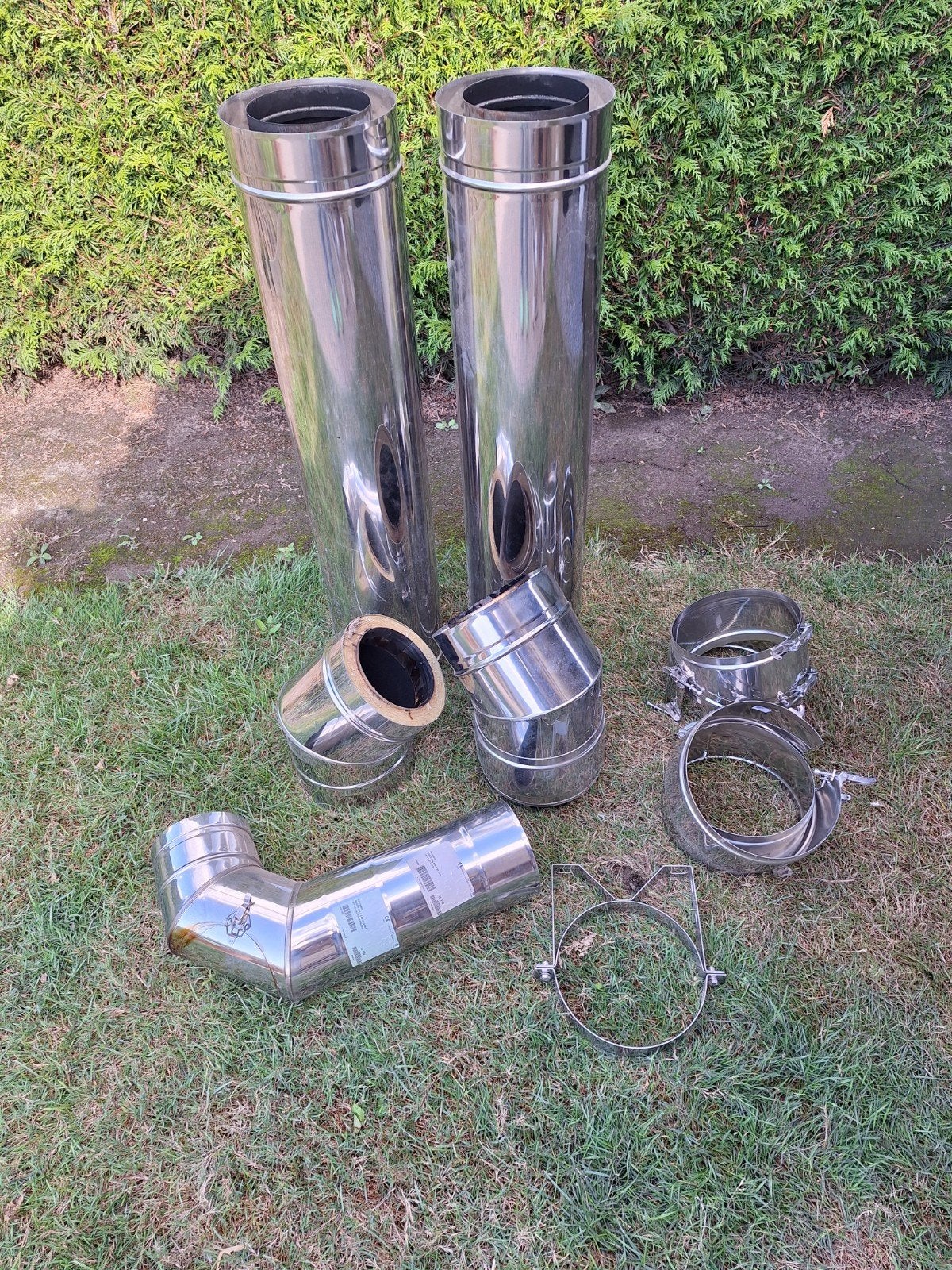 dubbelwandige inox schowbuis met hulpstukken, Ophalen, Inox, Zo goed als nieuw, Minder dan 2 meter