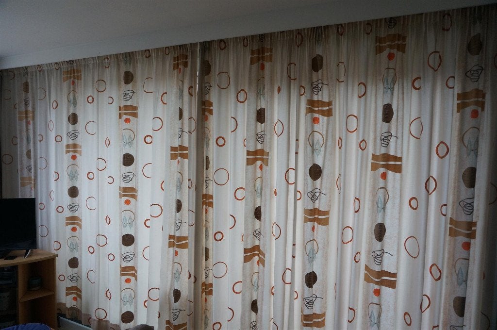 gordijnen, Huis en Inrichting, Stoffering | Gordijnen en Lamellen, Ophalen, Overgordijn, Zo goed als nieuw, Beige