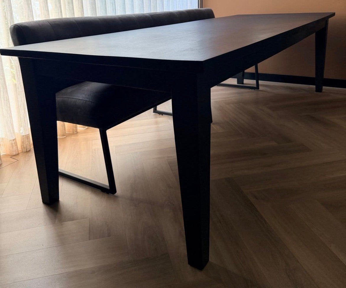 Table en teck noir 280x100x79, Teck, 200 cm ou plus, Comme neuf, Enlèvement