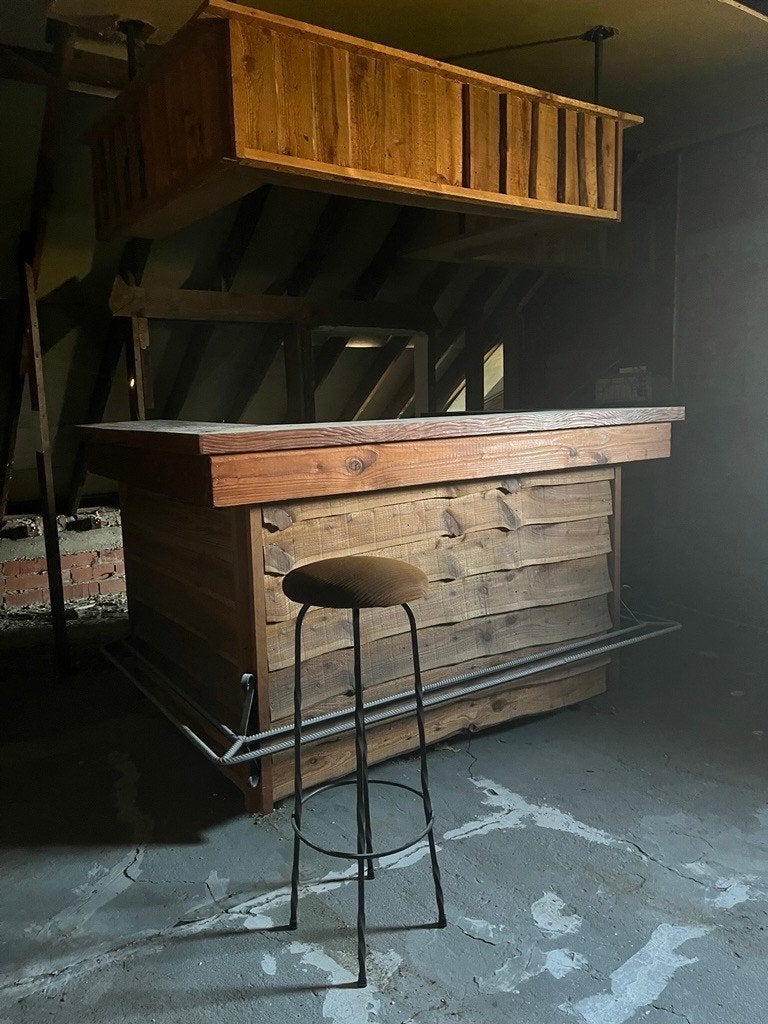 bar en barkrukken (8 stuks), Huis en Inrichting, Ophalen, Gebruikt, Hout