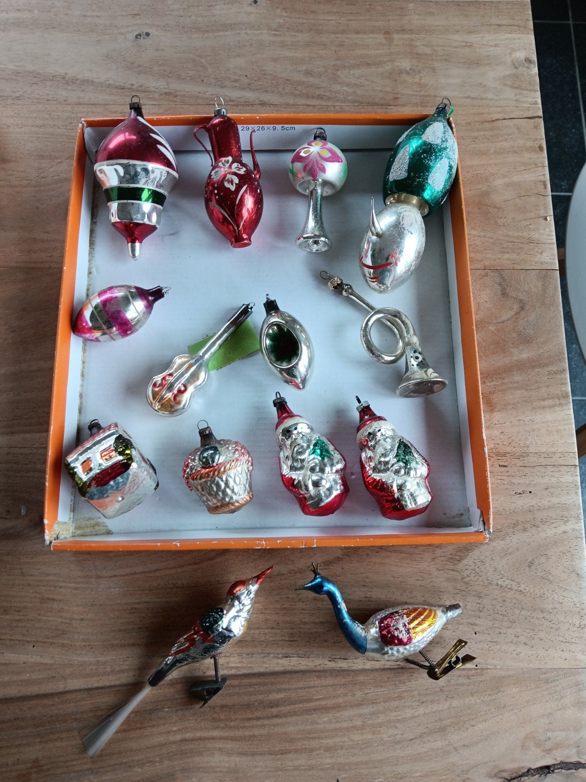 Lot oude kerstballen 3 stuks met glazen oogjes, Enlèvement