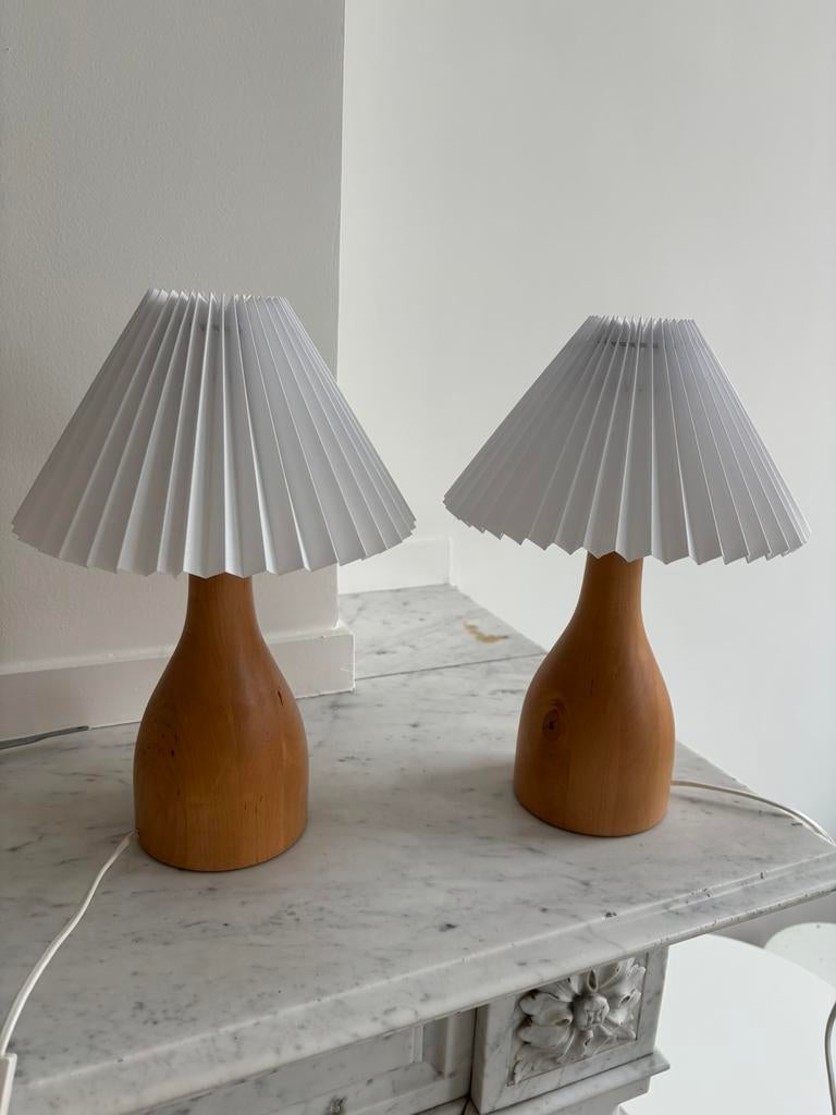 Vintage IKEA solid beechwood table lamps, Enlèvement, Comme neuf