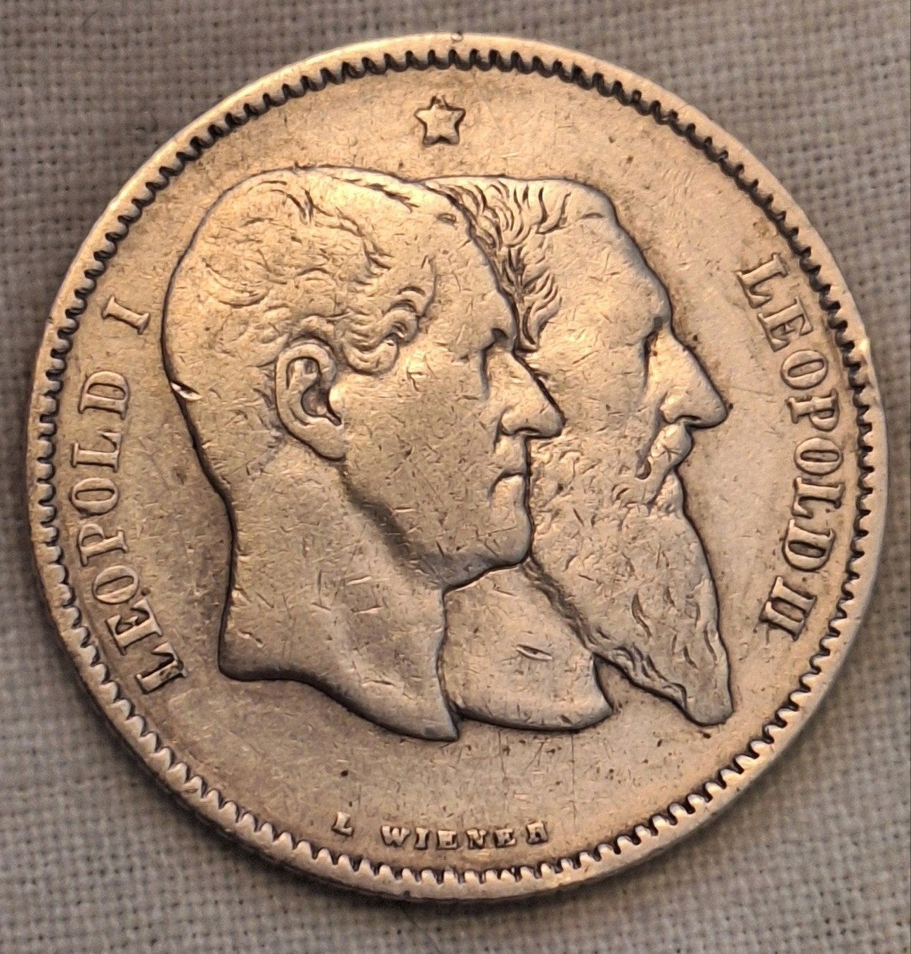 Zilveren 1 Frank 1880 – 50 Jaar Onafhankelijkheid België (Le, Envoi, Argent, Argent