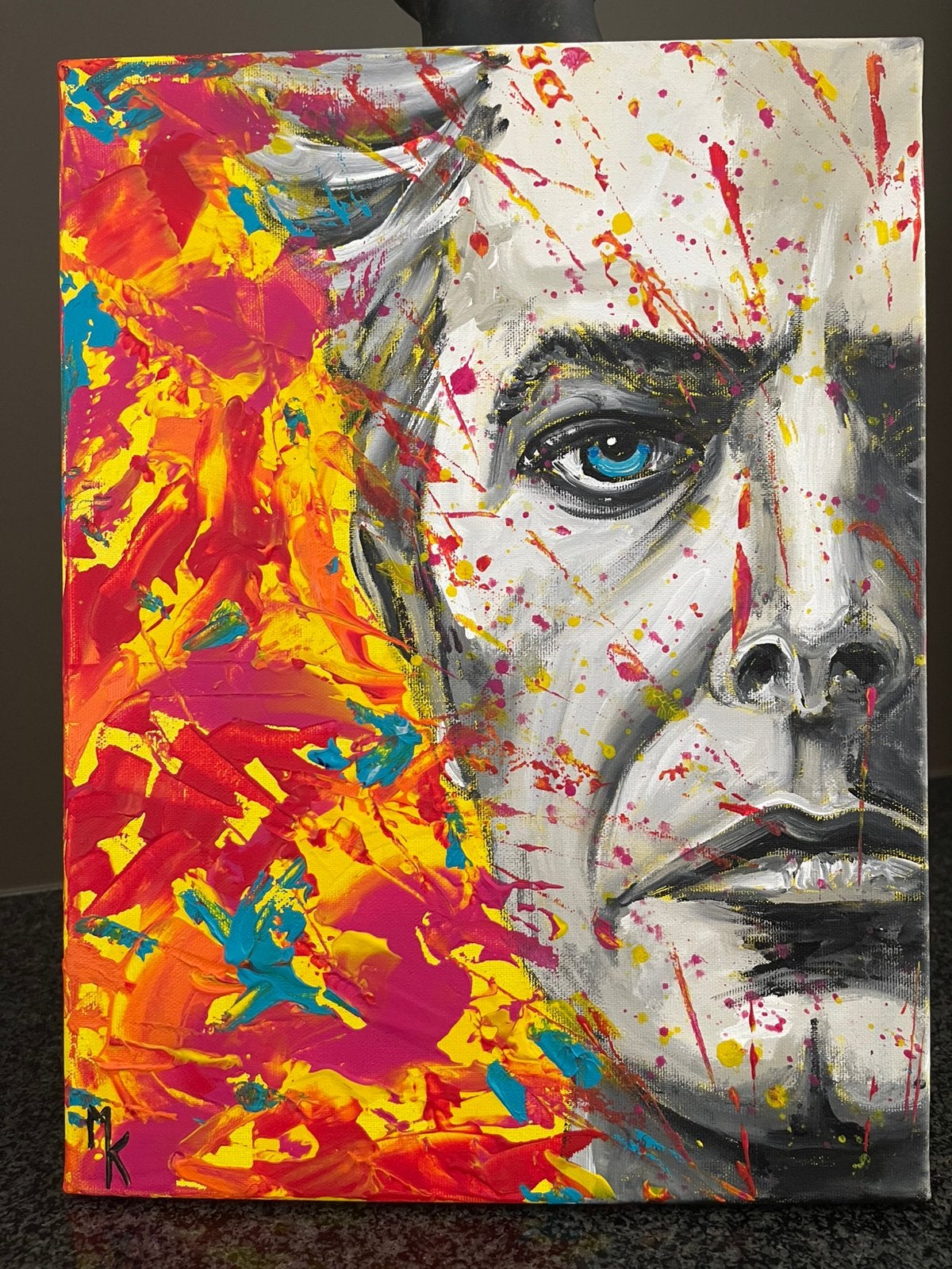 Peinture colorée originale de David Bowie, Enlèvement ou Envoi, Signé, Peinture acrylique, Figures