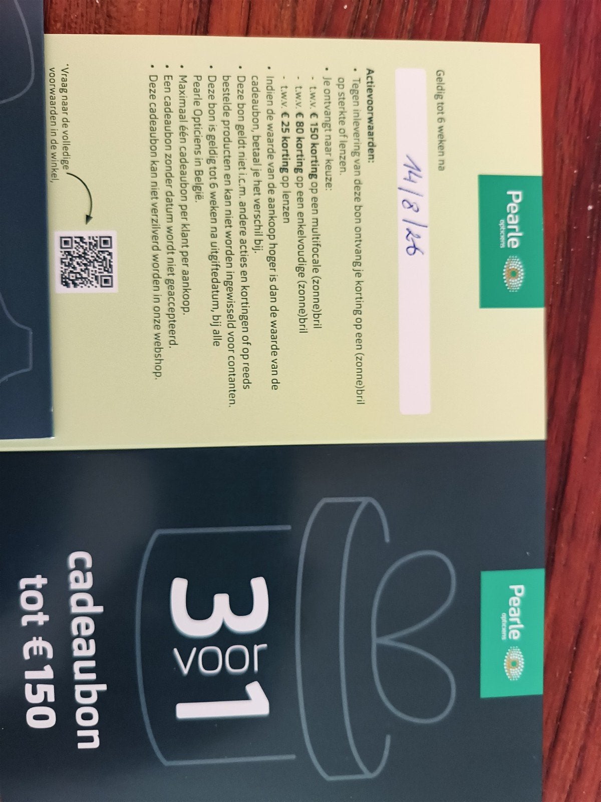 kortingsbon bril Pearle, Ophalen