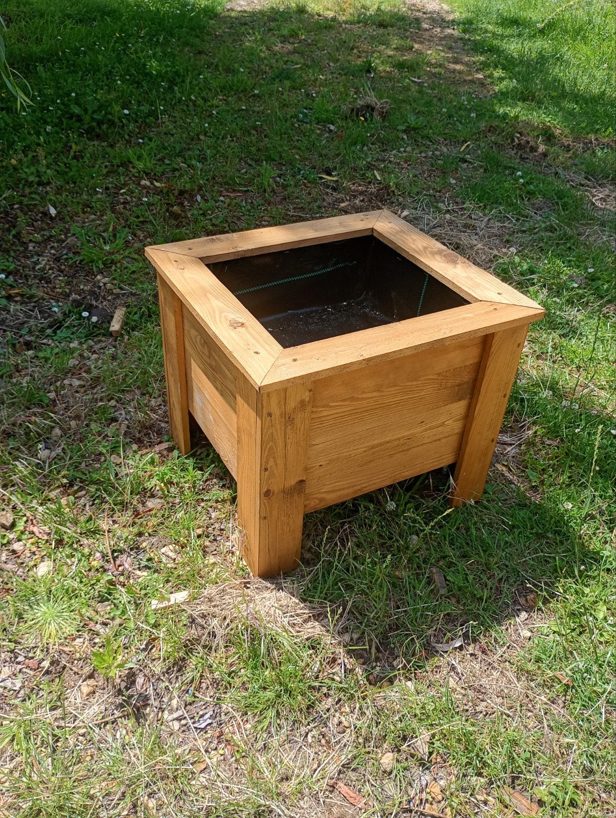 Bloembak of plantenbak  49x46x42 Donkerbruine beits, Ophalen, Minder dan 60 cm, Zo goed als nieuw, Rechthoekig