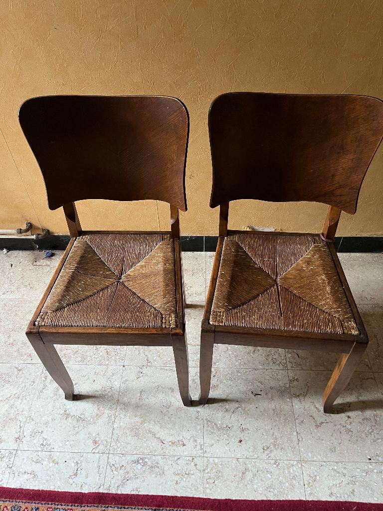 2 antieke stoelen met rieten zitvlak, Antiek en Kunst, Ophalen