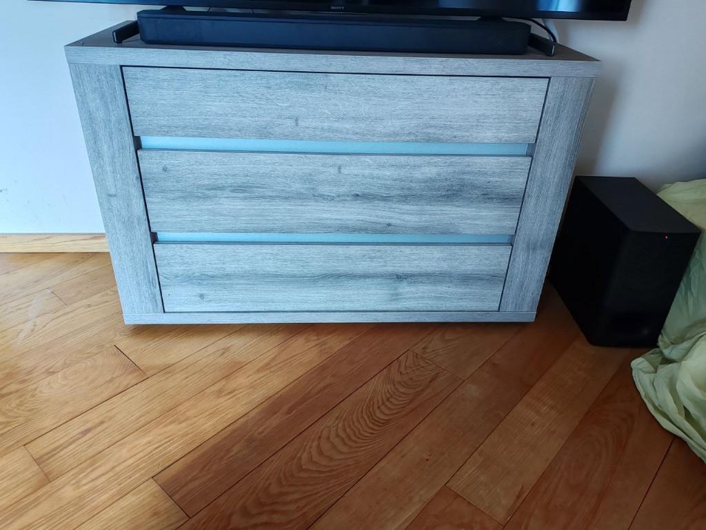 Dressoir met 3 laden, Ophalen, Kunststof, 100 tot 150 cm, Zo goed als nieuw
