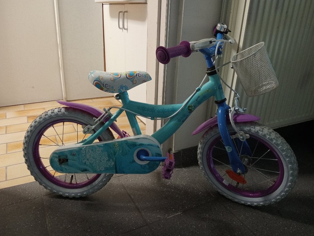 Meisjes fiets 14" Disney Frozen, Frein sur jante, Enlèvement, Utilisé, 14 pouces ou moins