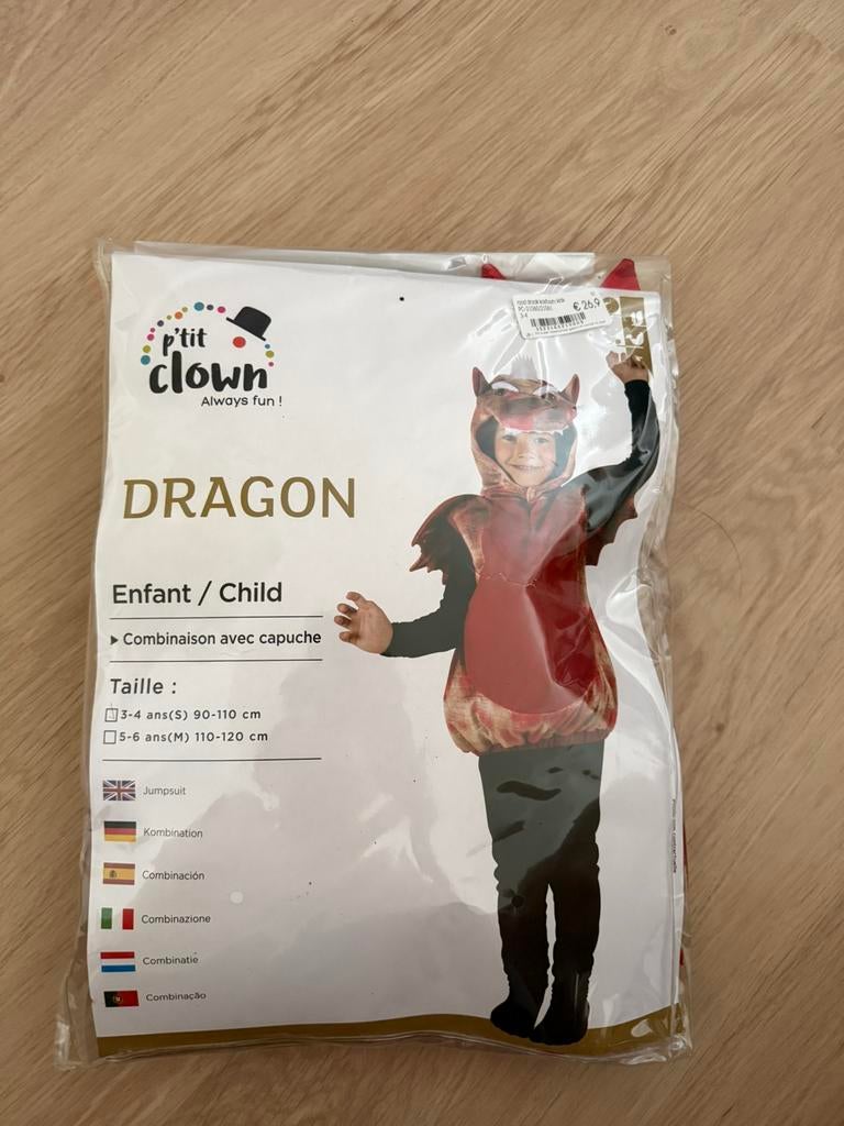 Draak carnavalkledij kind 90-110cm, Ophalen of Verzenden, Zo goed als nieuw