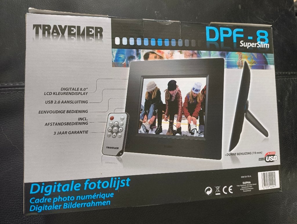 Traveler DPF-8 SuperSlim Digitale Fotolijst (8.0"), Ophalen, Nieuw, Afstandsbediening