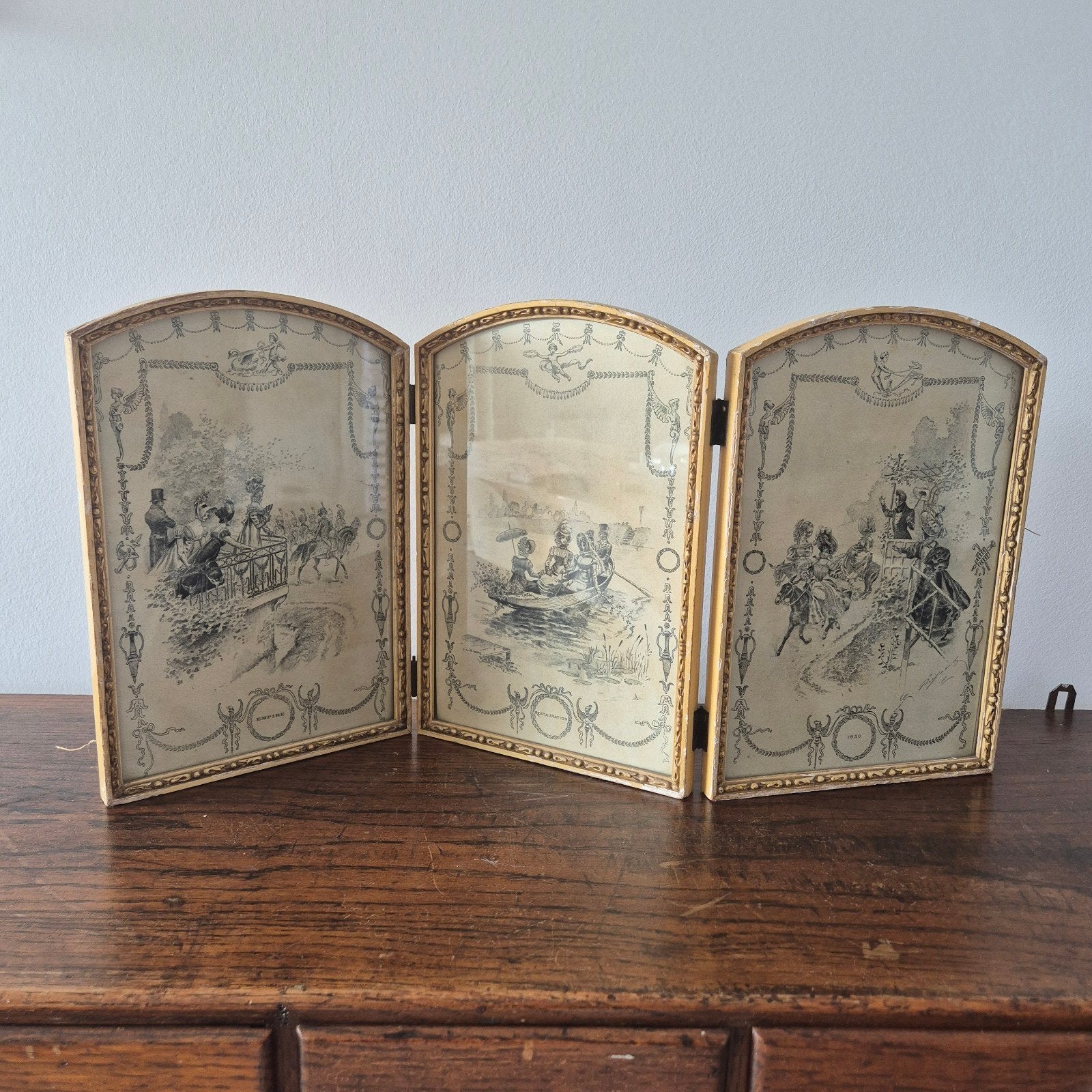 Antique French Miniature Folding Screen, Enlèvement ou Envoi