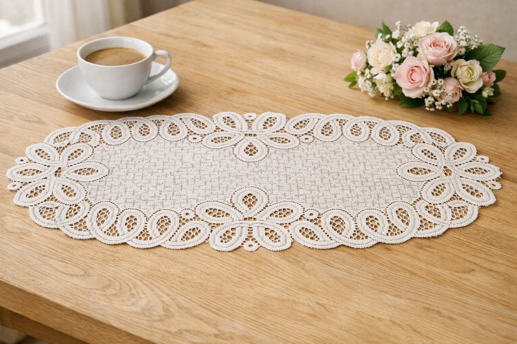 Chemin de table ovale vintage en dentelle – 85  35 cm, Ophalen of Verzenden, Zo goed als nieuw, Garen
