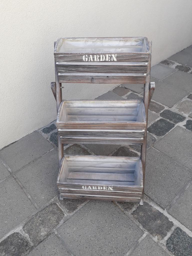 Plantenstandaard met 3 bloembakken, Tuin en Terras, Ophalen, Nieuw, Hout, Balkon