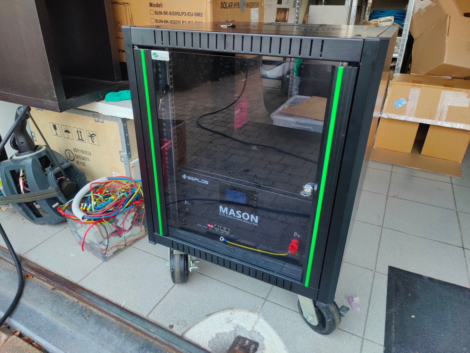 12U 19" Server kast rack op wielen - oa voor thuisbatterij, Ophalen, Zo goed als nieuw, Glas