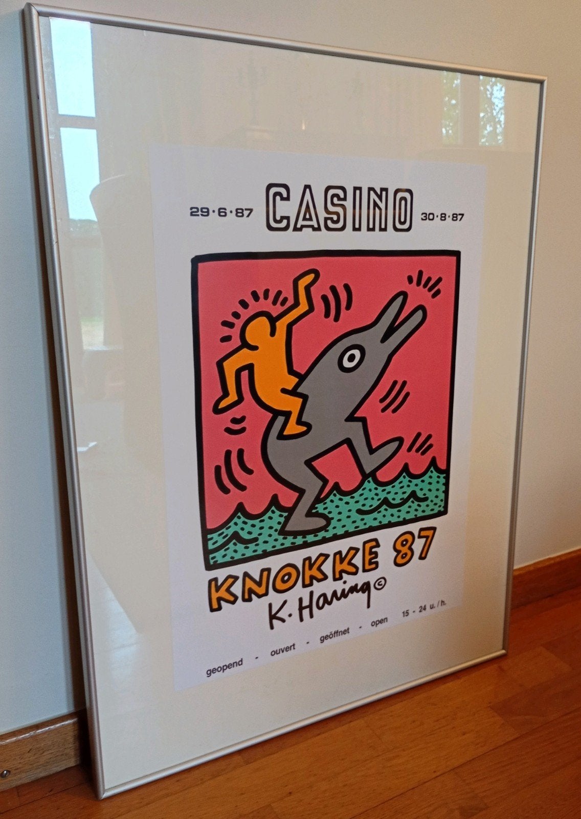 Knokke 87 tentoonstellingsaffiche k. haring, Ingelijst, Ophalen of Verzenden