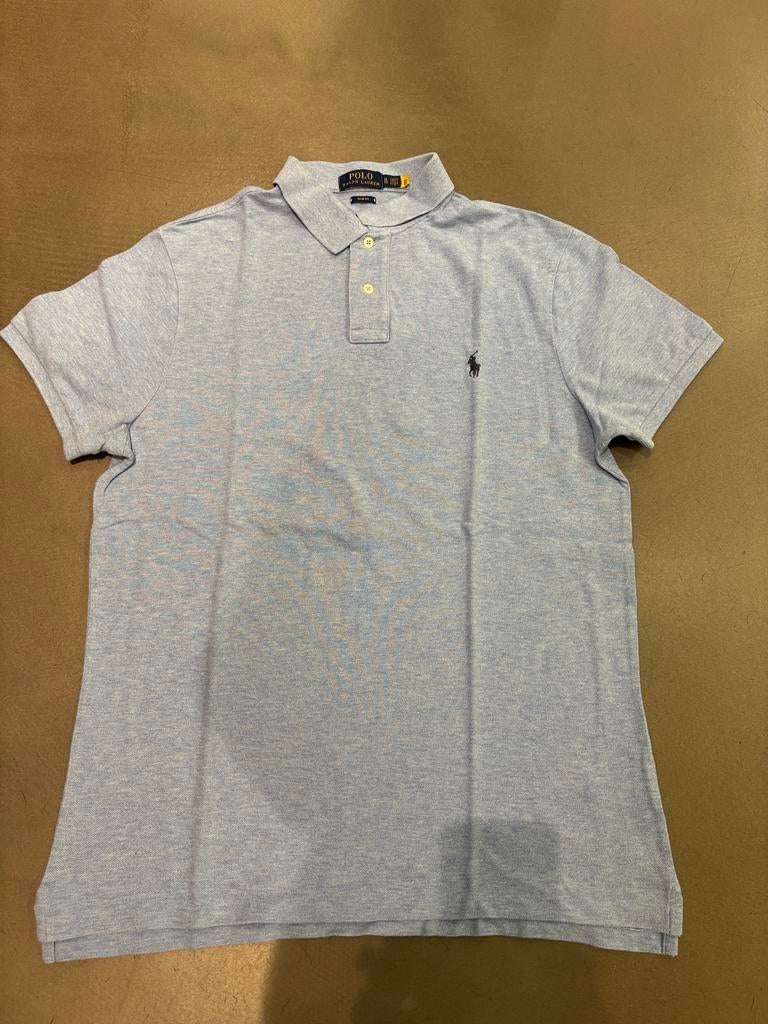 Ralph Lauren polo Blauw melange maat XL slim fit, Kleding | Heren, Ophalen of Verzenden, Zo goed als nieuw, Maat 56/58 (XL), Blauw