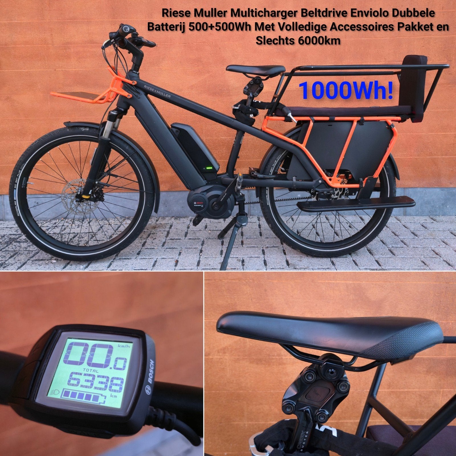 Riese muller multicharger Longtail Rx-chip 1000Wh 2 kidszits, Zo goed als nieuw, 47 tot 51 cm, 50 km per accu of meer, Ophalen