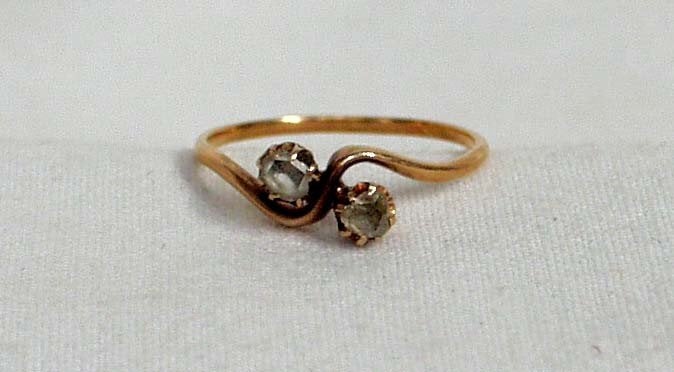 Bague vintage en or avec diamant Bypass., Bijoux, Sacs & Beauté, Enlèvement ou Envoi, Or, Bague, Avec pierre précieuse