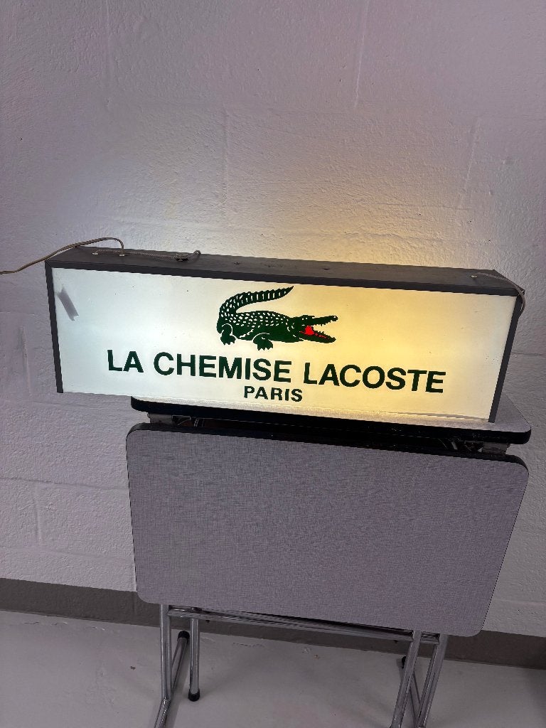 Vintage Lacoste reclame lichtbak, Ophalen, Zo goed als nieuw, Lichtbak of (neon) lamp