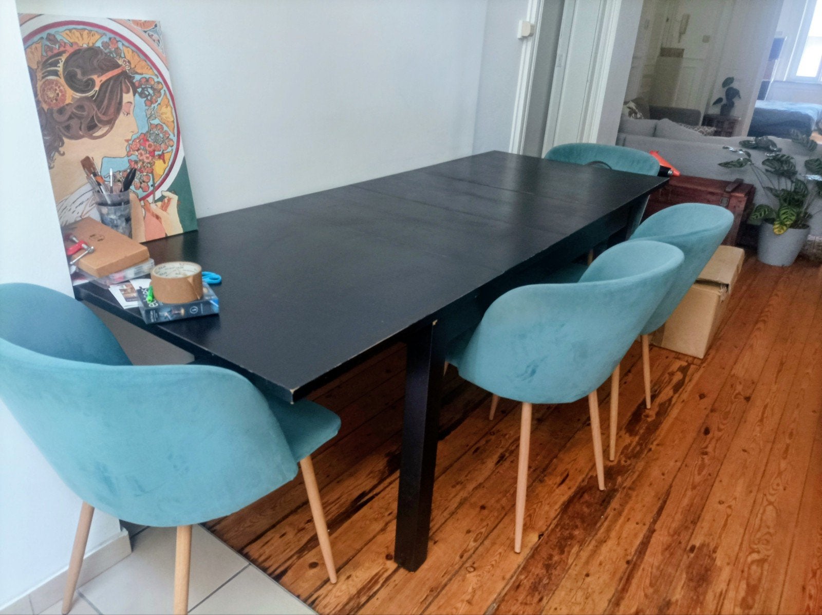 Table wengé avec rallonges, Maison & Meubles, Cinq personnes ou plus, Enlèvement, Utilisé, Rectangulaire