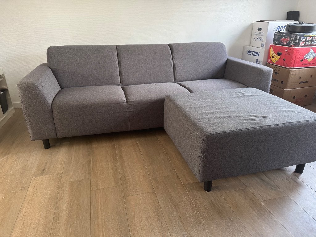 Zetel met poef - antraciet gebruikt, Huis en Inrichting, Ophalen, Gebruikt