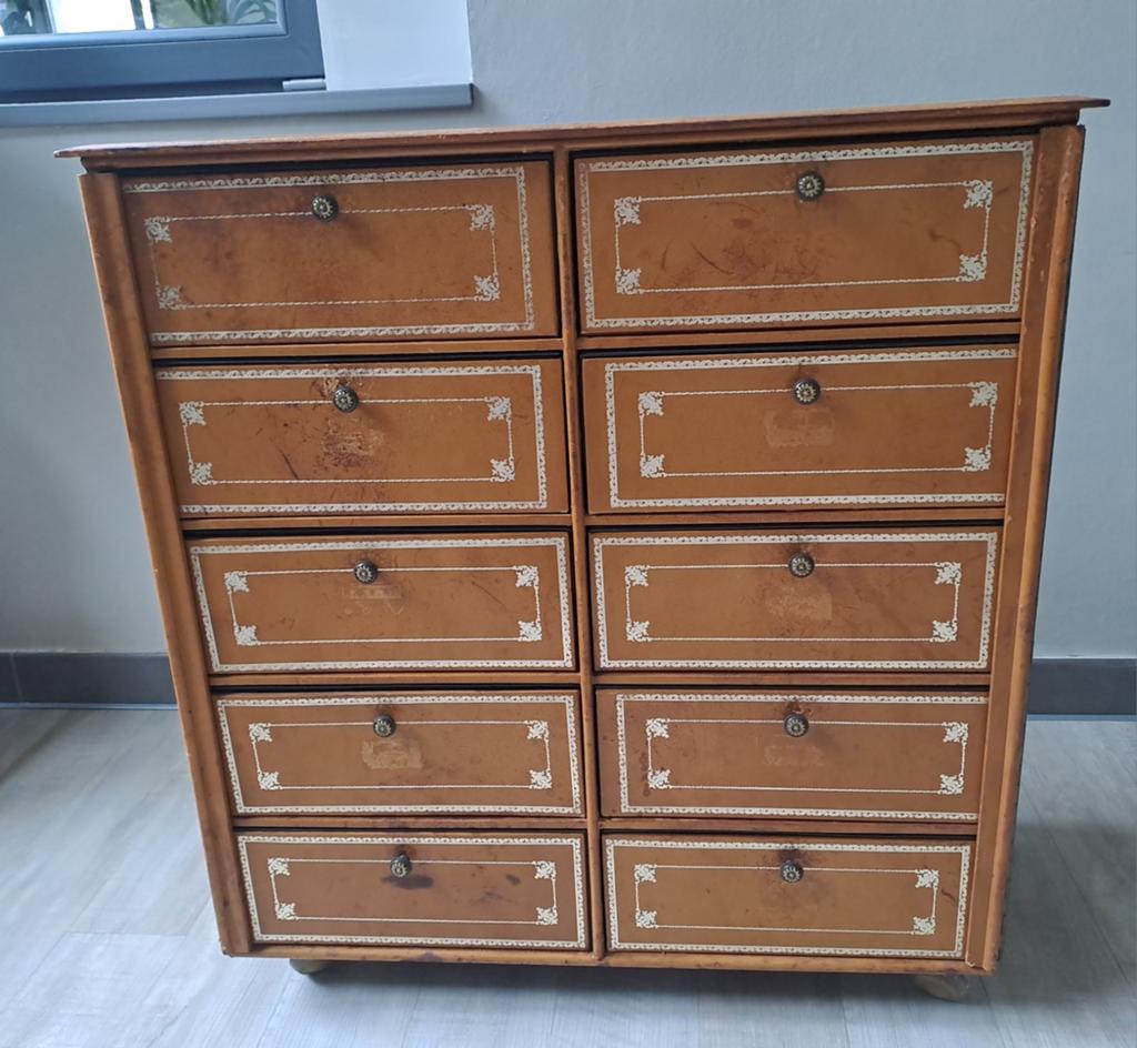 Cartonnier vintage en cuir, Antiquités & Art, Enlèvement