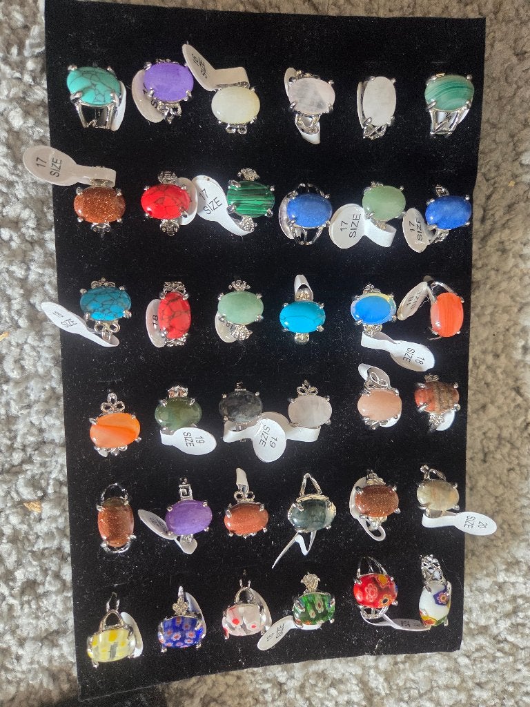 Lot edelsteenringen, Handtassen en Accessoires, Ringen, Ophalen of Verzenden, Nieuw, Overige kleuren, Dame