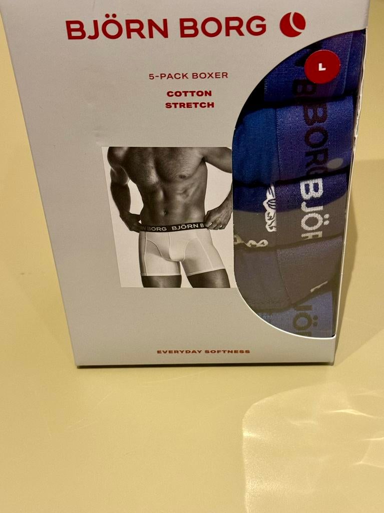 5 NIEUW Björn Borg katoenen boxershorts maat L, Kleding | Heren, Ondergoed, Ophalen of Verzenden, Blauw, Boxer