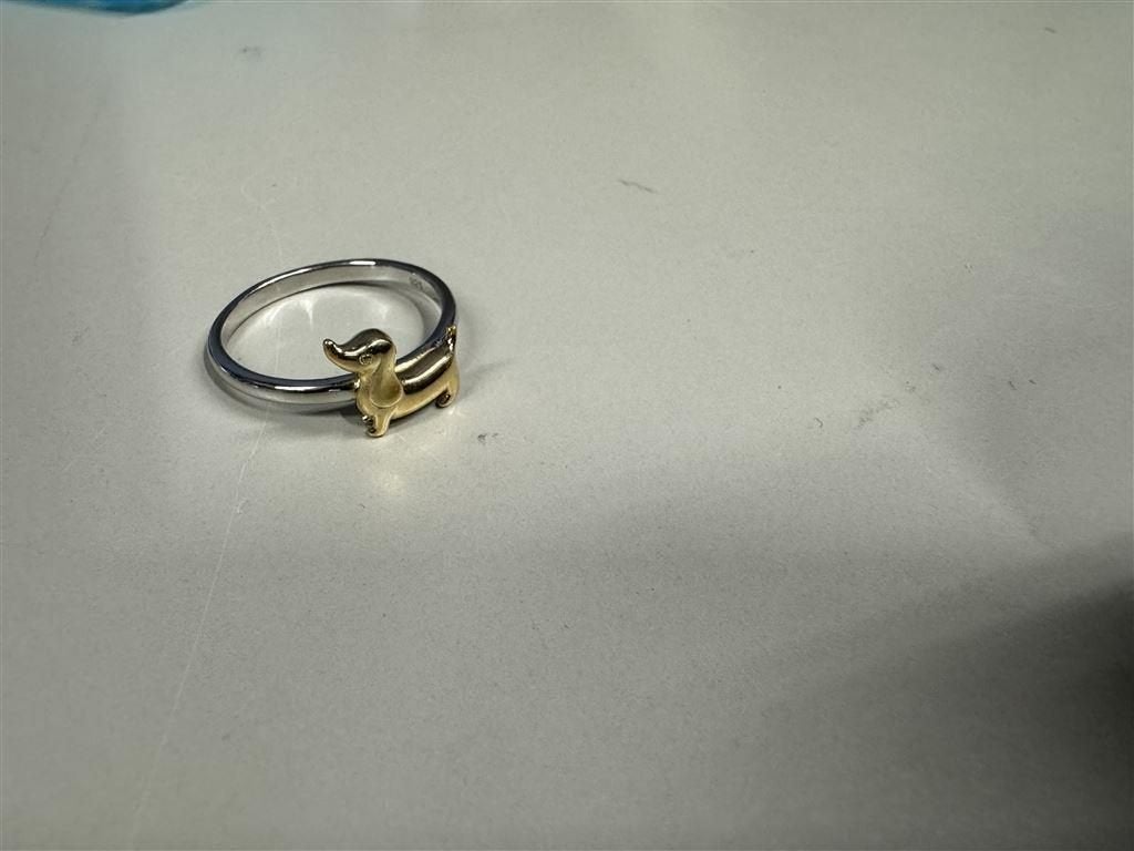 Hondenring Maat R - Platina Goud Overlay 925 Sterling Zilver, Bijoux, Sacs & Beauté, Bagues, Enlèvement ou Envoi, Comme neuf, Or