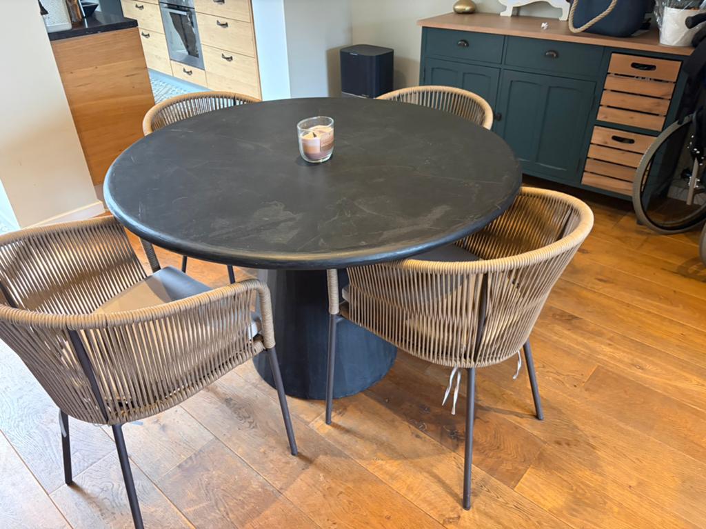 Ronde mortex eettafel zwart 120cm, Huis en Inrichting, Tafels | Eettafels, Ophalen, Overige materialen, Rond, Zo goed als nieuw