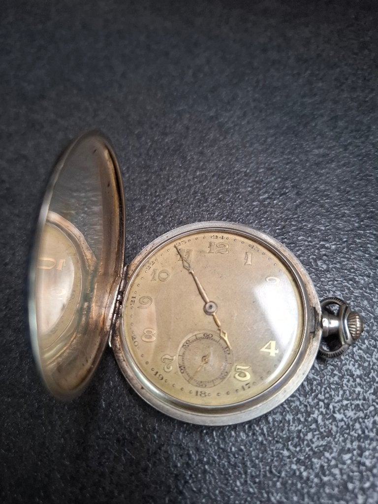 Antiek Zilveren (.800) Niëllo Zakhorloge – Huguenin Frères, Antiek en Kunst, Ophalen