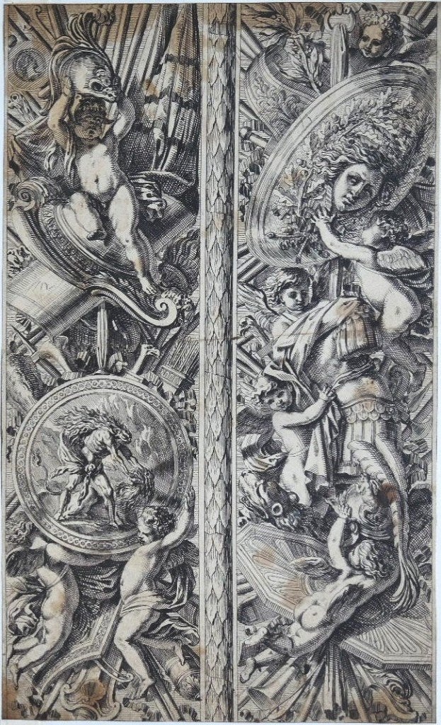 Franse of Italiaanse ets "Fantasiewezens & Ornamenten Mix", Antiek en Kunst, Ophalen
