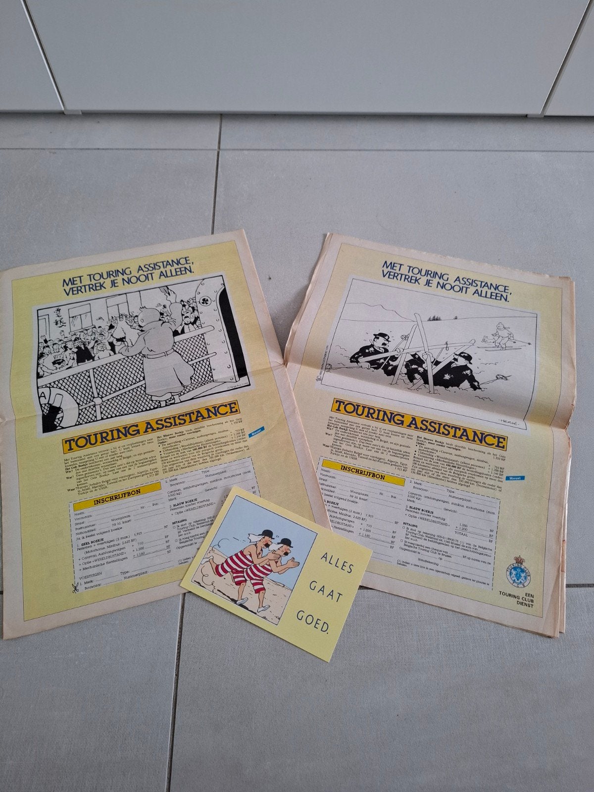 Drukwerk Touring Wegenhulp jaren '90 thema Kuifje, Ophalen