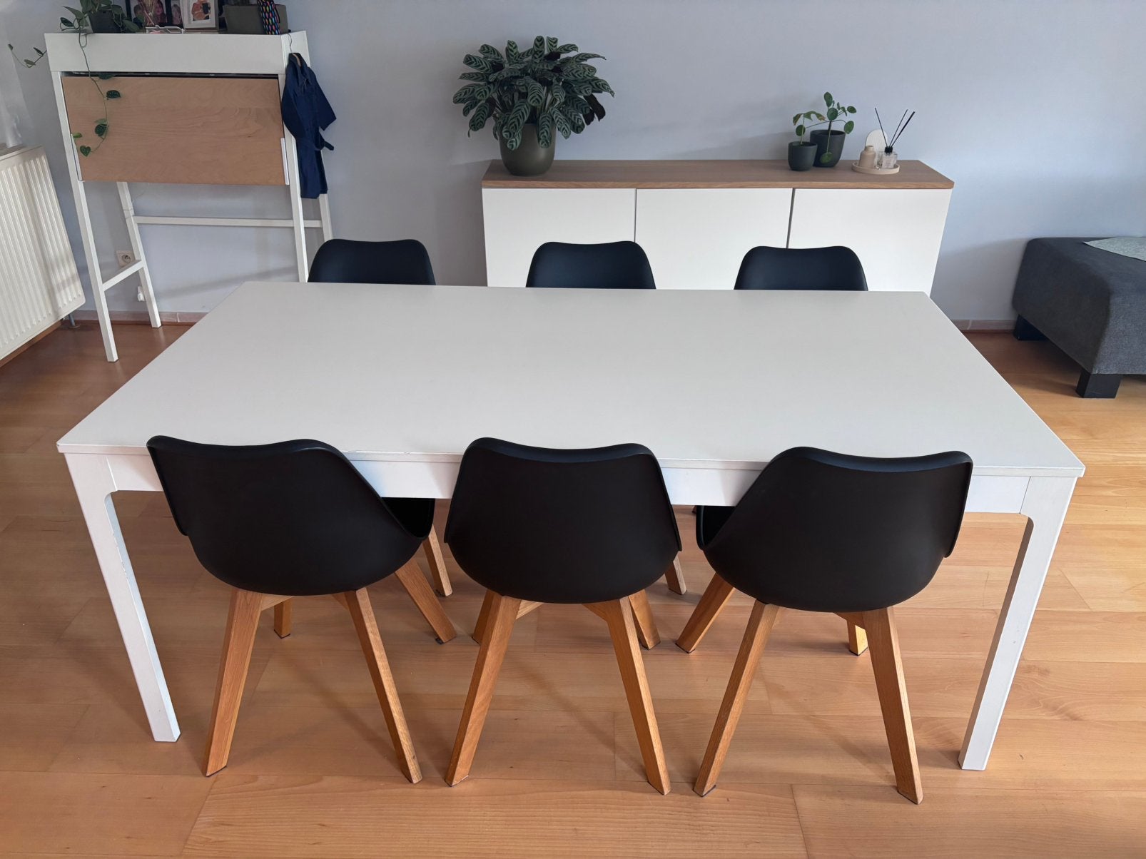 Ikea eettafel + 6designstoelen, Ophalen, Gebruikt, Vijf personen of meer, Rechthoekig