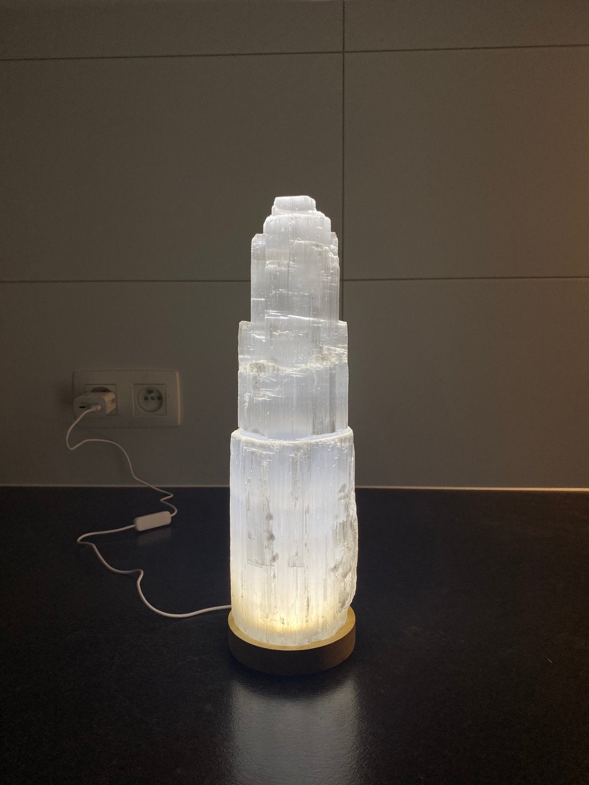 Lampe en sélénite - 32 cm - 3,5 kg, Enlèvement, Autres types