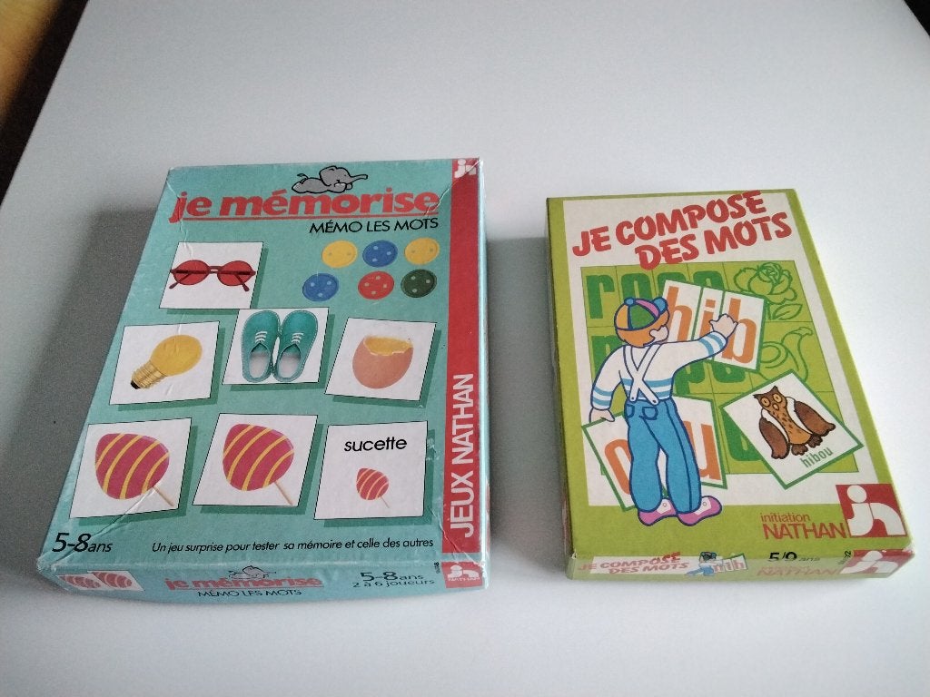 2 jeux éducatifs de mémorisation & composition mots NATHAN, Enlèvement ou Envoi, Utilisé, Langue et Lecture