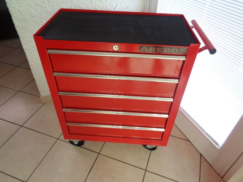 Servante Armoire en métal rouge 5 tiroirs sur roulettes, Huis en Inrichting, Kasten | Lockerkasten, Zo goed als nieuw, Ophalen