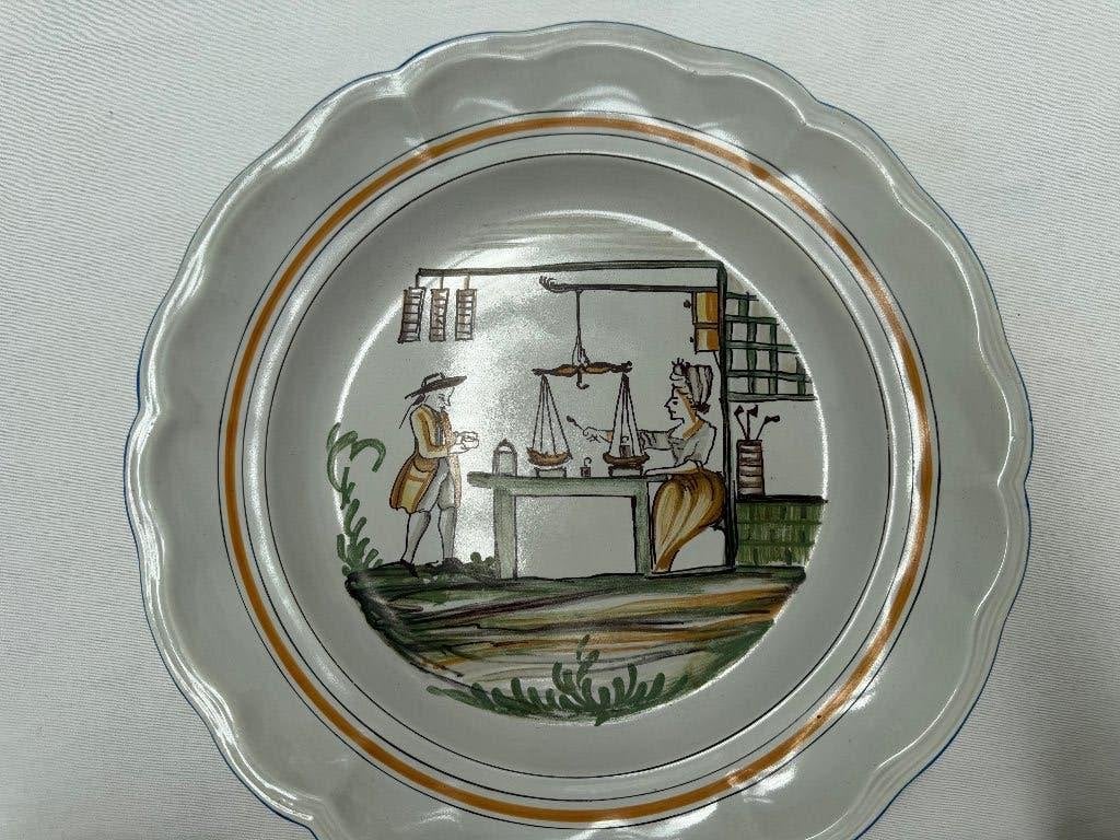 Plat de service K & G Luneville faïence polychrome, 30 cm, Antiquités & Art, Antiquités | Céramique & Poterie, Enlèvement ou Envoi