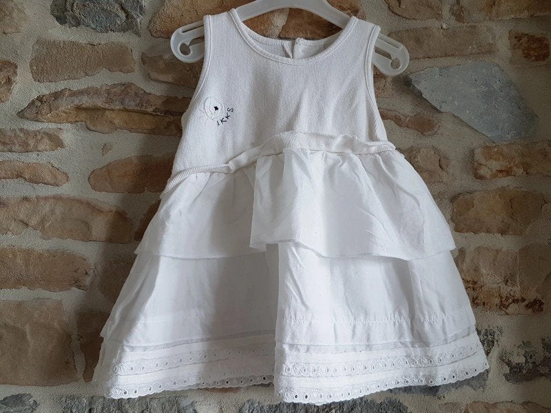 IKKS - Jolie robe blanche - T.12 mois/74cm, Robe ou Jupe, Enlèvement ou Envoi, IKKS, Utilisé