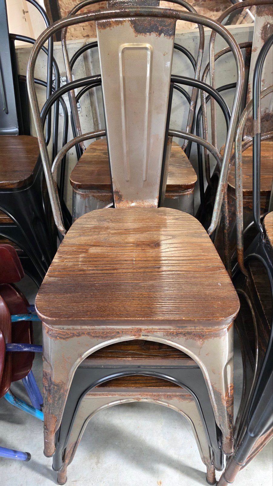 industriële Tolix stoelen tafels horeca bar cafe lot partij, Ophalen of Verzenden