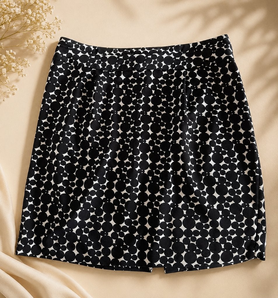 Jupe crayon noire et blanche à imprimé à pois  — Taille 46, Taille 46/48 (XL) ou plus grande, JBC, Comme neuf, Enlèvement
