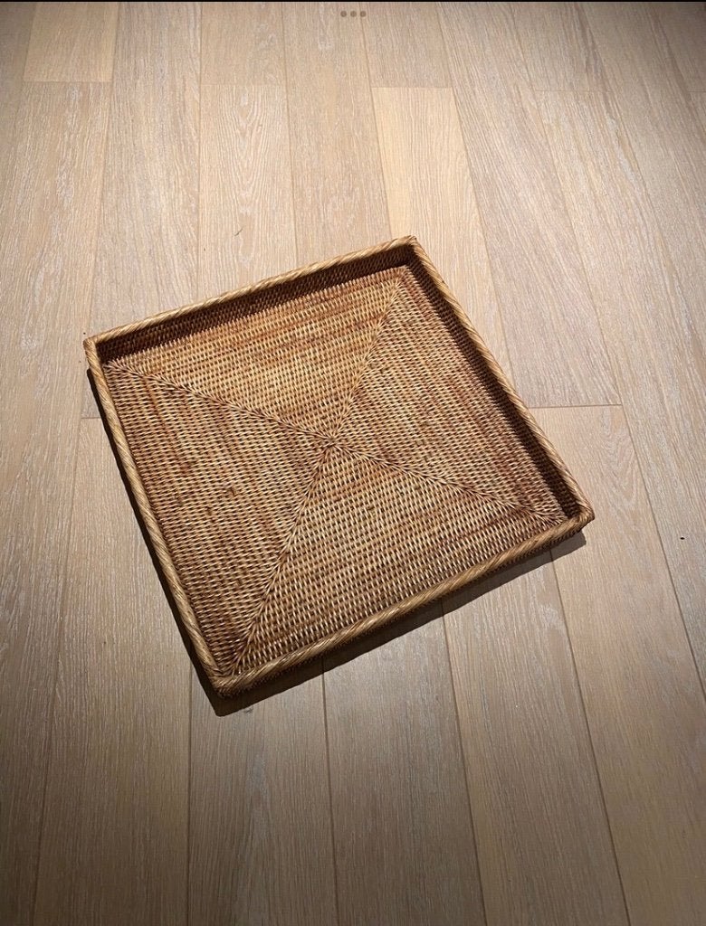 Decoratief serveer plateau, Ophalen, Natuurlijk materiaal, Vierkant, Zo goed als nieuw