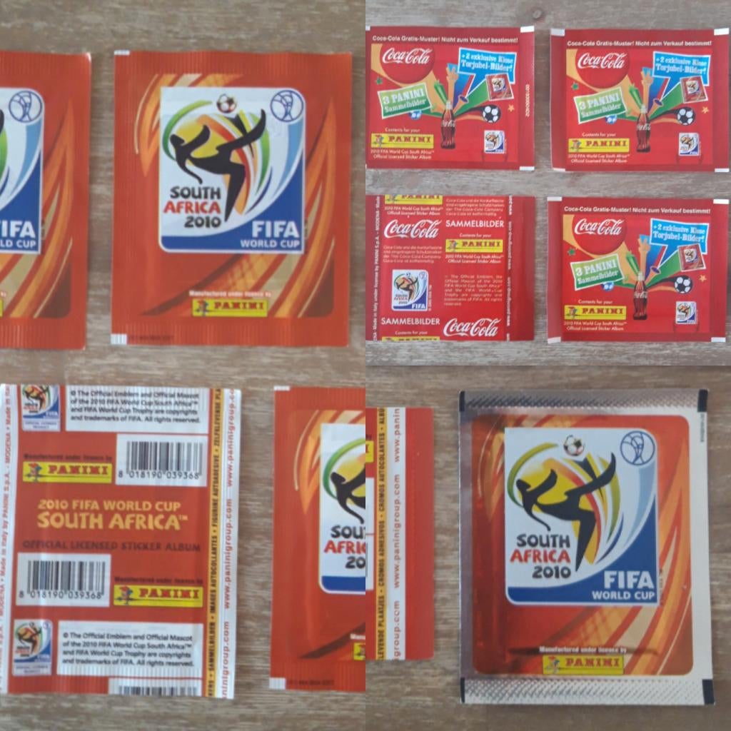 Panini World Cup 2010 zakjes en Coca-Cola-zakjes, Enlèvement ou Envoi, Neuf, Plusieurs autocollants