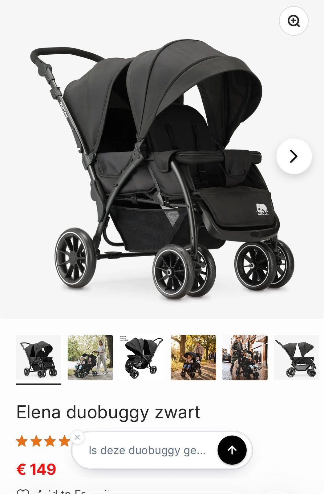 Deryan duobuggy, Kinderen en Baby's, Ophalen, Zo goed als nieuw