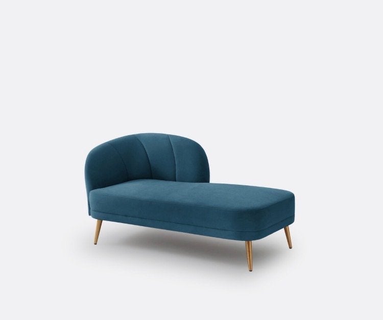 Méridienne bleu de Prusse, 75 à 100 cm, Banc d'angle, Romantique, Moins de 150 cm