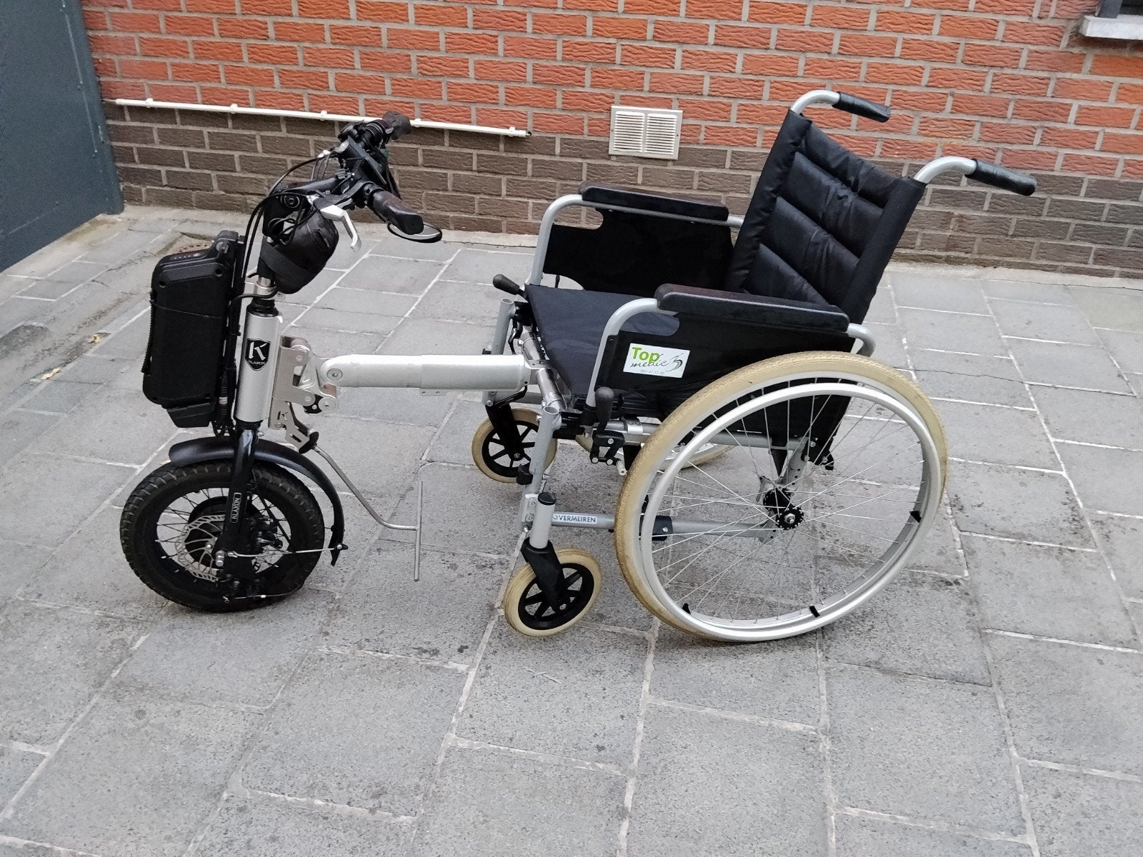 Chaise roulante avec aide à la propulsion, Diversen, Rolstoelen, Inklapbaar, Gebruikt, Elektrische rolstoel